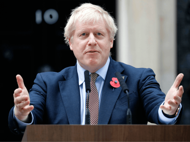 Britain's Prime Minister Boris Johnson speaks outside number 10 Downing …