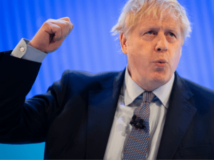 LONDON, ENGLAND - NOVEMBER 18: Prime Minister Boris Johnson makes his keynote address at the annual CBI conference on November 18, 2019 in London, England. With 24 days to go until the general election, each of the leaders of the three main parties addressed the conference, in a bid to …