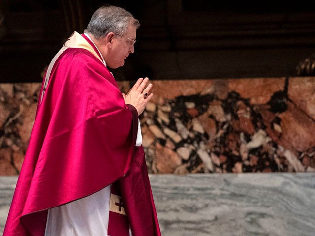 US Cardinal Raymond Burke attends the of funeral mass for late Cardinal William Joseph Lev