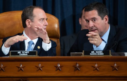 Chairman Adam Schiff (L), Democrat of California, and Ranking Member Devin Nunes (R), Repu