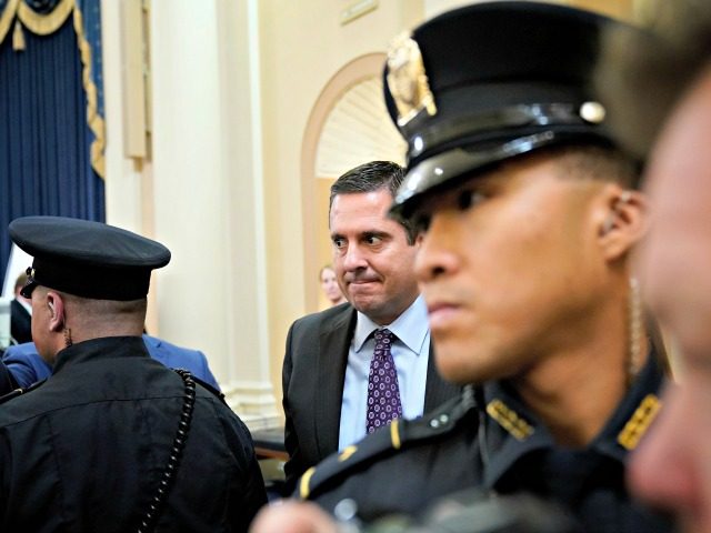 WASHINGTON, DC - NOVEMBER 21: Ranking member Rep. Devin Nunes (C) (R-CA) departs at the co