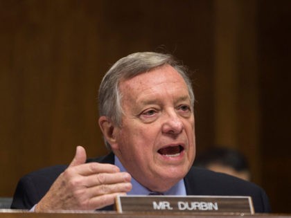 WASHINGTON, DC - DECEMBER 11: Sen. Dick Durbin (D-IL) questions Commissioner of Customs and Border Protection Kevin McAllenan during a Senate Judiciary Committee hearing on December 11, 2018 in Washington, DC. McAleenan answered questions about the Trump administration's immigration policies. (Photo by Zach Gibson/Getty Images)