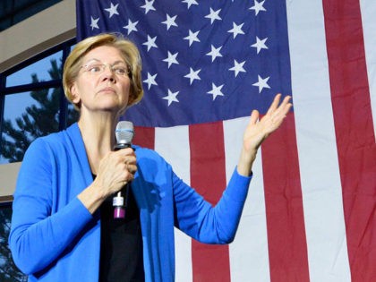 Democratic presidential hopeful Senator Elizabeth Warren speaks at Exeter High School in E