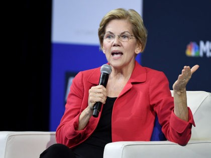 LAS VEGAS, NEVADA - OCTOBER 02: Democratic presidential candidate and U.S. Sen. Elizabeth Warren (D-MA) speaks during the 2020 Gun Safety Forum hosted by gun control activist groups Giffords and March for Our Lives at Enclave on October 2, 2019 in Las Vegas, Nevada. Nine Democratic candidates are taking part …