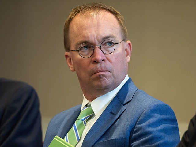 White House Chief of Staff Mick Mulvaney attends a meeting between US President Donald Tru