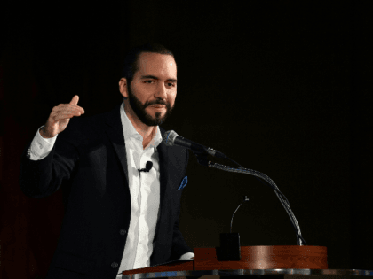The President of El Salvador Nayib Bukele speaks at a conference on the 2019 Forecast on Latin America and the Caribbean on October 1, 2019, in Washington, DC. (Photo by Nicholas Kamm / AFP) (Photo credit should read NICHOLAS KAMM/AFP via Getty Images)