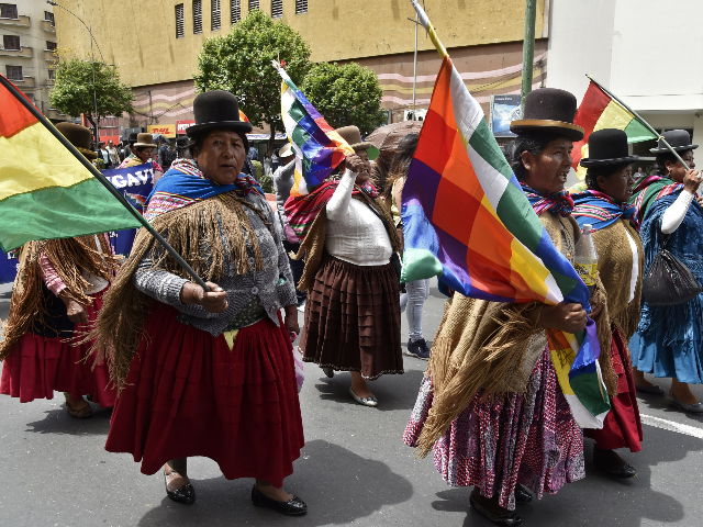 Aymara and Quechua indigenous march in support of Bolivian President Evo Morales and to de