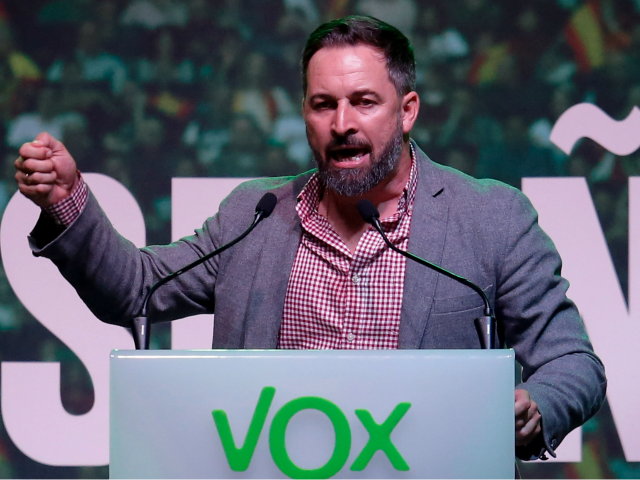Spanish far-right Vox party president Santiago Abascal delivers a speech during a rally to launch the party's electoral campaign at La Farga in L'Hospitalet del Llobregat southwest of Barcelona, on October 31, 2019, ahead of the November 10 general elections. - Election campaigning for Spain's fourth general election in as …