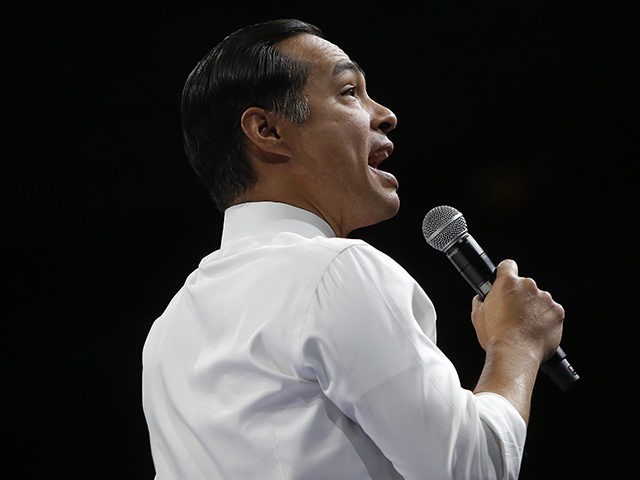 DES MOINES, IA - NOVEMBER 01: Former Secretary of Housing and Presidential candidate Julian Castro speaks during The Iowa Democratic Party Liberty & Justice Celebration on November 1, 2019 in Des Moines, Iowa. Fourteen presidential are expected to speak at the event addressing over 12,000 people. (Photo by Joshua Lott/Getty …