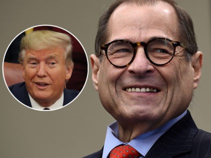 (INSET: Donald Trump) House Judiciary Committee Chairman Jerrold Nadler (D-NY) speaks duri