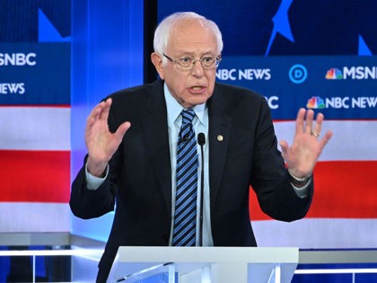 Democratic presidential hopeful Vermont Senator Bernie Sanders speaks during the fifth Democratic primary debate of the 2020 presidential campaign season co-hosted by MSNBC and The Washington Post at Tyler Perry Studios in Atlanta, Georgia on November 20, 2019. (Photo by SAUL LOEB / AFP) (Photo by SAUL LOEB/AFP via Getty …