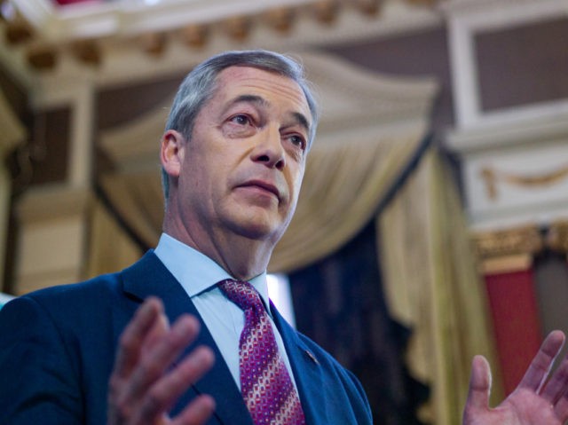 HARTLEPOOL, ENGLAND - NOVEMBER 11: Brexit Party leader Nigel Farage speaks during the Brex