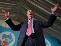 SEDGEFIELD, ENGLAND - NOVEMBER 11: Brexit Party leader Nigel Farage speaks during the Brexit Party general election campaign tour at Sedgefield Racecourse on November 11, 2019 in Sedgefield, England. Nigel Farage has announced that his party will not stand in 317 seats won by the Conservative Party in 2017. Britain …