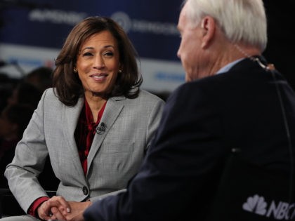 ATLANTA, GEORGIA - NOVEMBER 20: Sen. Kamala Harris (D-CA) speaks during a television inter