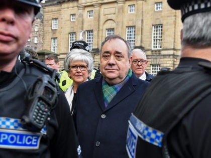 EDINBURGH, SCOTLAND - NOVEMBER 21: Former Scottish first minister Alex Salmond leaves the High Court surrounded by police and the media after a preliminary hearing on sexual assault charges on November 21, 2019 in Edinburgh, United Kingdom. Salmond has been accused of 14 counts of sexual assault and attempted rape …