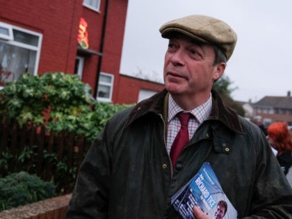 HARTLEPOOL, ENGLAND - NOVEMBER 23: Brexit Party leader Nigel Farage goes door to door camp