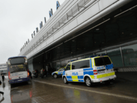 A police bus is parked by the entrance to Arlanda airport, outside Stockholm, on March 22, 2016, after Brussels attacks. / AFP / TT NEWS AGENCY / Johan Nilsson/TT / Sweden OUT (Photo credit should read JOHAN NILSSON/TT/AFP via Getty Images)