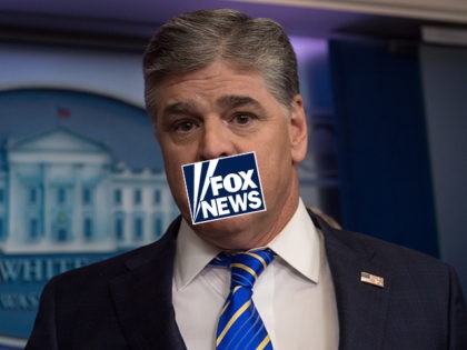 Fox News host Sean Hannity is seen in the White House briefing room in Washington, DC, on