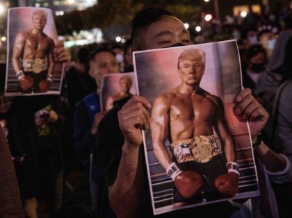 Hong Kong Protesters Hold Trump ‘Rocky Balboa’ Posters at Thanksgiving Rally