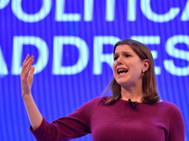 Britian's opposition Liberal Democrats leader Jo Swinson speaks at the annual Confederation of British Industry (CBI) conference in central London, on November 18, 2019. (Photo by Ben STANSALL / AFP) (Photo by BEN STANSALL/AFP via Getty Images)