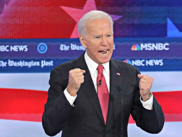 ATLANTA, GEORGIA - NOVEMBER 20: Former Vice President Joe Biden speaks during the Democratic Presidential Debate at Tyler Perry Studios November 20, 2019 in Atlanta, Georgia. Ten Democratic presidential hopefuls were chosen from the larger field of candidates to participate in the debate hosted by MSNBC and The Washington Post. …