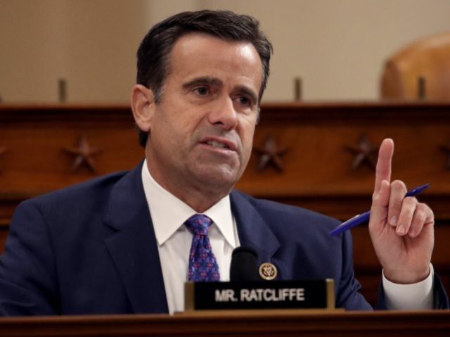 WASHINGTON, DC - NOVEMBER 13: Rep. John Ratcliffe (R-TX) questions top U.S. diplomat to Ukraine, William B. Taylor Jr., and Deputy Assistant Secretary for European and Eurasian Affairs George P. Kent testify before the House Intelligence Committee in the Longworth House Office Building on Capitol Hill November 13, 2019 in …