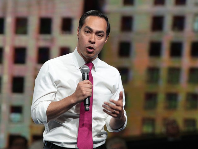 DES MOINES, IOWA - NOVEMBER 01: Democratic presidential candidate, former HUD Secretary Julián Castro speaks at the Liberty and Justice Celebration at the Wells Fargo Arena on November 01, 2019 in Des Moines, Iowa. Fourteen of the candidates hoping to win the Democratic nomination for president are expected to speak …