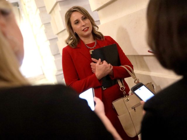 WASHINGTON, DC - OCTOBER 31: Rep. Katie Hill (D-CA) answers questions from reporters at th