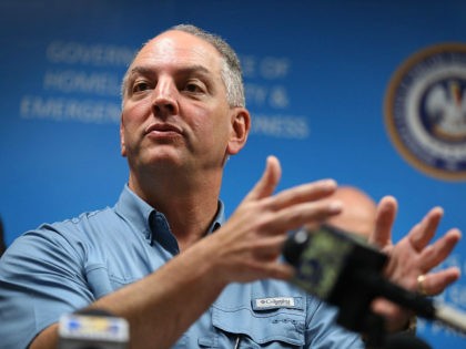 BATON ROUGE, LA - AUGUST 19: Louisiana Governor John Bel Edwards speaks during a press conference to update the public on FEMA's disaster recover and temporary housing programs on August 19, 2016 in Baton Rouge, Louisiana. Last week Louisiana was overwhelmed with flood water causing at least thirteen deaths and …