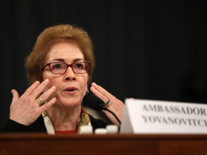 WASHINGTON, DC - NOVEMBER 15: Former U.S. Ambassador to Ukraine Marie Yovanovitch testifies before the House Intelligence Committee in the Longworth House Office Building on Capitol Hill November 15, 2019 in Washington, DC. In the second impeachment hearing held by the committee, House Democrats continue to build a case against …
