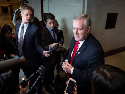 WASHINGTON, DC - NOVEMBER 4: U.S. Rep. Mark Meadows (R-NC) speaks to reporters about closed-door depositions with the House Intelligence, Foreign Affairs and Oversight committees at the U.S. Capitol on November 4, 2019 in Washington, DC. Four White House officials scheduled for depositions in the impeachment inquiry on Monday have …