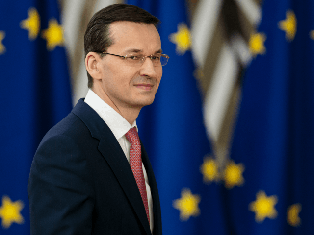 BRUSSELS, BELGIUM - MARCH 22: Polish Prime Minister Mateusz Morawiecki arrives at the Council of the European Union for the first day of the European Council leaders' summit on March 22, 2018 in Brussels, Belgium. European Union leaders meet today for the two-day European Council. The agenda will include discussion …