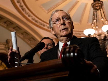 WASHINGTON, DC - NOVEMBER 19: Senate Majority Leader Mitch McConnell (R-KY) speaks during his weekly press conference at the U.S. Capitol on November 19, 2019 in Washington, DC. Republicans spoke about their desire to work on their legislative agenda despite the impeachment hearings in the House. (Photo by Alex Edelman/Getty …