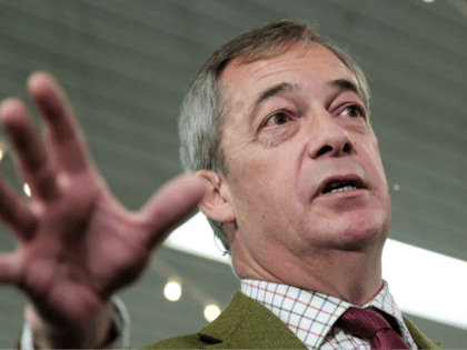 HULL, UNITED KINGDOM - NOVEMBER 14: Brexit Party leader Nigel Farage speaks during a Brexit Party general election campaign tour at Hull Ionians Rugby Union Football Club on November 14, 2019 in Hull, United Kingdom. Nigel Farage has previously announced that his party will not stand in 317 seats won …