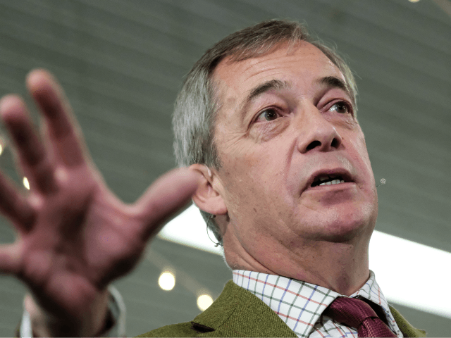 HULL, UNITED KINGDOM - NOVEMBER 14: Brexit Party leader Nigel Farage speaks during a Brexit Party general election campaign tour at Hull Ionians Rugby Union Football Club on November 14, 2019 in Hull, United Kingdom. Nigel Farage has previously announced that his party will not stand in 317 seats won …