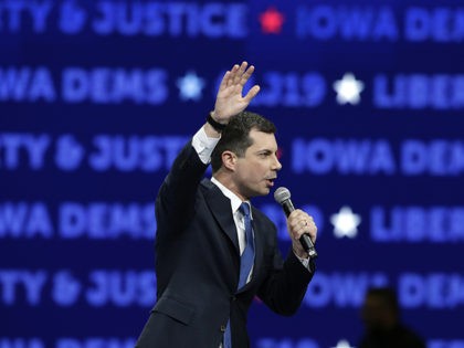 Democratic presidential candidate South Bend, Ind., Mayor Pete Buttigieg speaks during the Iowa Democratic Party's Liberty and Justice Celebration, Friday, Nov. 1, 2019, in Des Moines, Iowa. (AP Photo/Nati Harnik)
