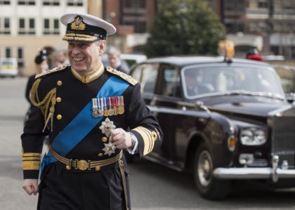 LONDON, ENGLAND - MARCH 13: Prince Andrew, Duke of York arrives for a reception at the Honourable Artillery Company following the Afghanistan service of commemoration at St Paul's Cathedral on March 13, 2015 in London, England. (Photo by Niklas Halle'n - WPA Pool / Getty Images)