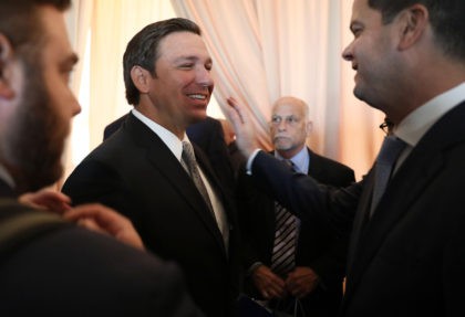 MIAMI, FLORIDA - JANUARY 09: Newly sworn-in Gov. Ron DeSantis greets people as he attends an event at the Freedom Tower where he named Barbara Lagoa to the Florida Supreme Court on January 09, 2019 in Miami, Florida. Mr. DeSantis was sworn in yesterday as the 46th governor of the …