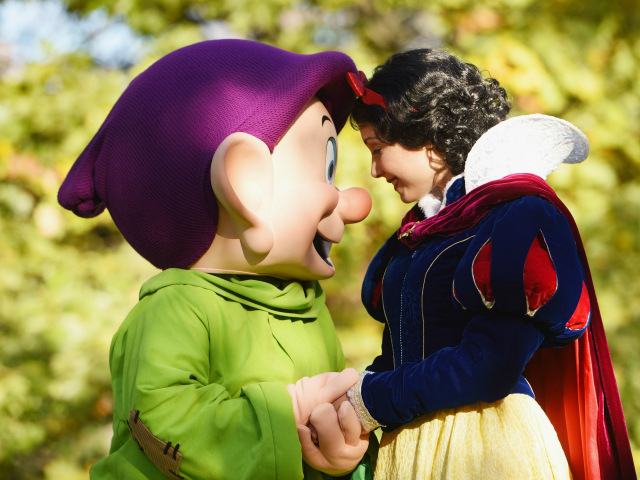 NEW YORK, NY - NOVEMBER 17: Snow White and Dopey sharing excitement over being in New York