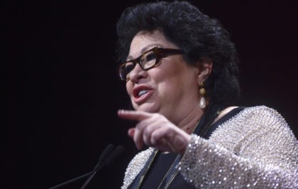 WASHINGTON, DC - SEPTEMBER 22: Supreme Court Justice Sonia Sotomayor receives the Leadership Award during the 29th Hispanic Heritage Awards at the Warner Theatre on September 22, 2016 in Washington, DC. (Photo by Leigh Vogel/Getty Images)