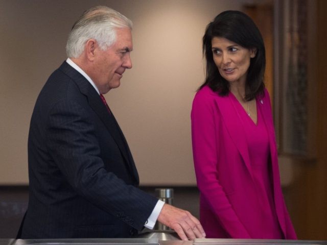 Tillerson and Haley (Bryan R. Smith / AFP / Getty)
