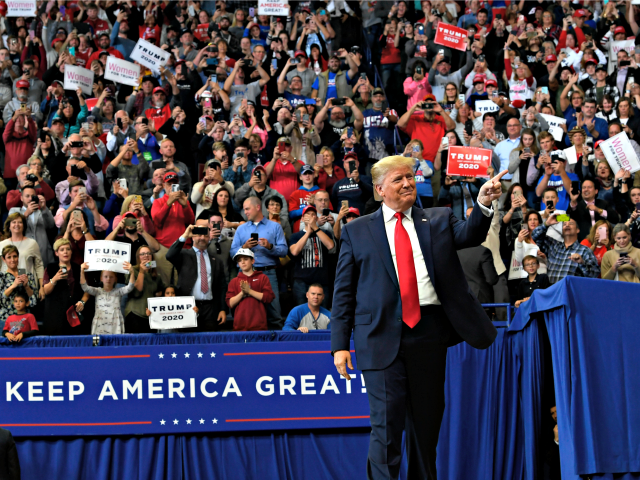 President Donald Trump arrives to speak at a campaign rally in, Lexington, Ky., Monday, Nov. 4, 2019. (AP Photo/Susan Walsh)