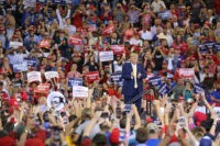 LAKE CHARLES, LOUISIANA - OCTOBER 11: U.S. President Donald Trump speaks during a campaign rally at Sudduth Coliseum on October 11, 2019 in Lake Charles, Louisiana. (Photo by Matt Sullivan/Getty Images)