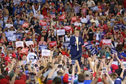 LAKE CHARLES, LOUISIANA - OCTOBER 11: U.S. President Donald Trump speaks during a campaign