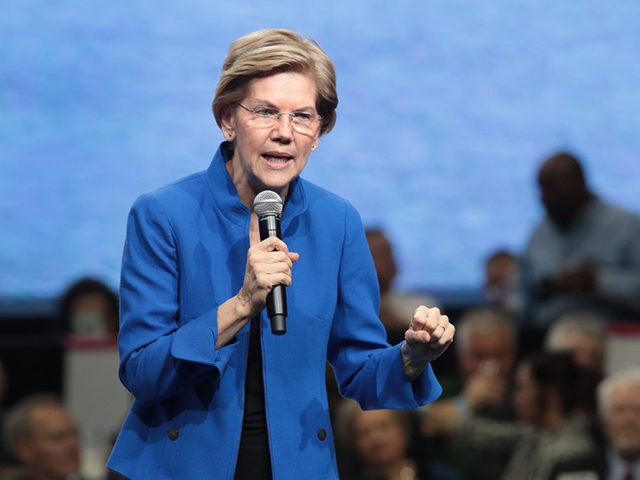 DES MOINES, IOWA - NOVEMBER 01: Democratic presidential candidate Sen. Elizabeth Warren (D-MA) speaks at the Liberty and Justice Celebration at the Wells Fargo Arena on November 01, 2019 in Des Moines, Iowa. Fourteen of the candidates hoping to win the Democratic nomination for president are expected to speak at …