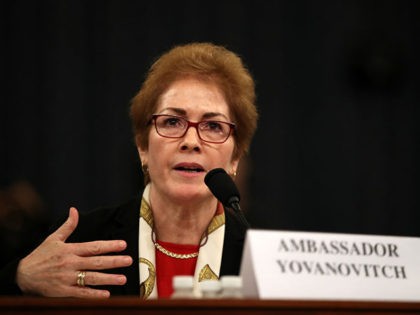 WASHINGTON, DC - NOVEMBER 15: Former U.S. Ambassador to Ukraine Marie Yovanovitch testifies before the House Intelligence Committee in the Longworth House Office Building on Capitol Hill November 15, 2019 in Washington, DC. In the second impeachment hearing held by the committee, House Democrats continue to build a case against …
