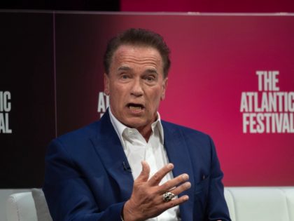 Actor and former Governor of California Arnold Schwarzenegger speaks at the Atlantic Festi