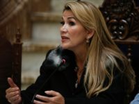 LA PAZ, BOLIVIA - NOVEMBER 15: Interim President of Bolivia Jeanine Añez speaks during a press conference at presidential palace on November 15, 2019 in La Paz, Bolivia. Morales flew to Mexico alleging a coup under military pressure following three weeks of protests due to suspects and claims of fraud …