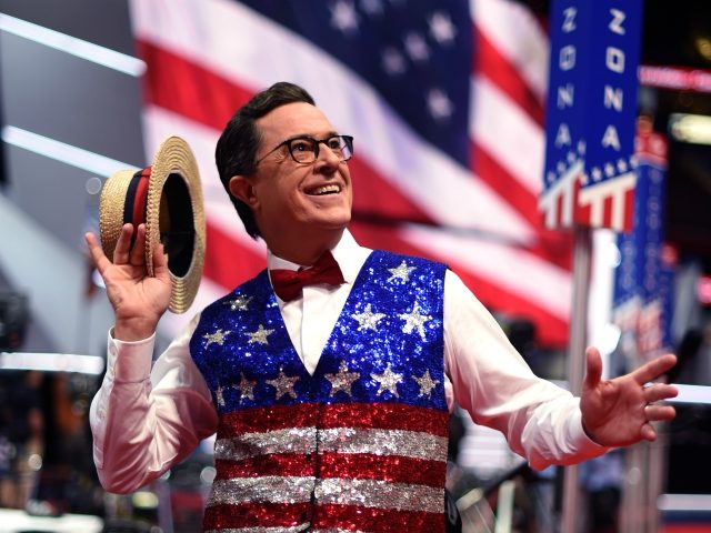 Comedian Stephen Colbert, host of 'The Late Show' tapes a segment for his show a