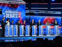 (L-R) Democratic presidential hopefuls New Jersey Senator Cory Booker, Representative for Hawaii Tulsi Gabbard, Minnesota Senator Amy Klobuchar, Mayor of South Bend Pete Buttigieg, Massachusetts Senator Elizabeth Warren, Former Vice President Joe Biden, Vermont Senator Bernie Sanders, California Senator Kamala Harris, tech entrepreneur Andrew Yang and billionaire-philanthropist Tom Steyer participate …